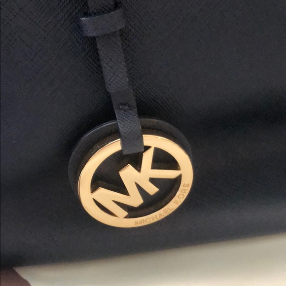 MICHAEL Michael Kors Jet Set Travel Large Saffiano Leather Top-Zip Tote Navy Blu - Picture 5 of 10